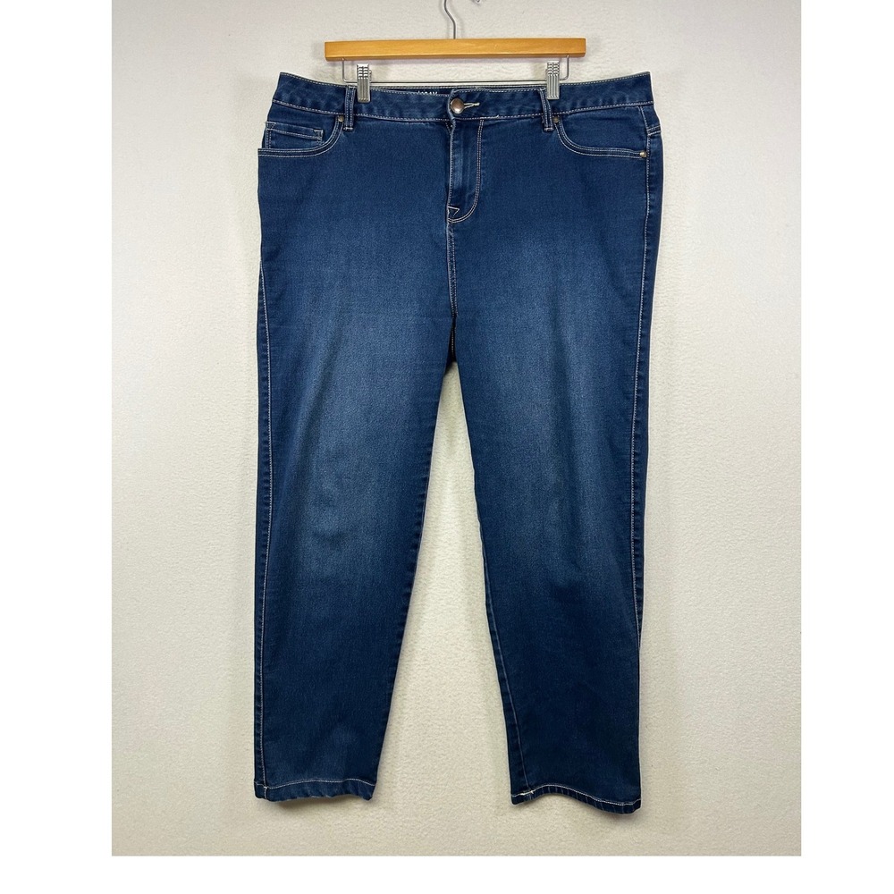 Classic Casual Avenue Denim Womens 16 AV Blue Straight Leg High Rise Jeans